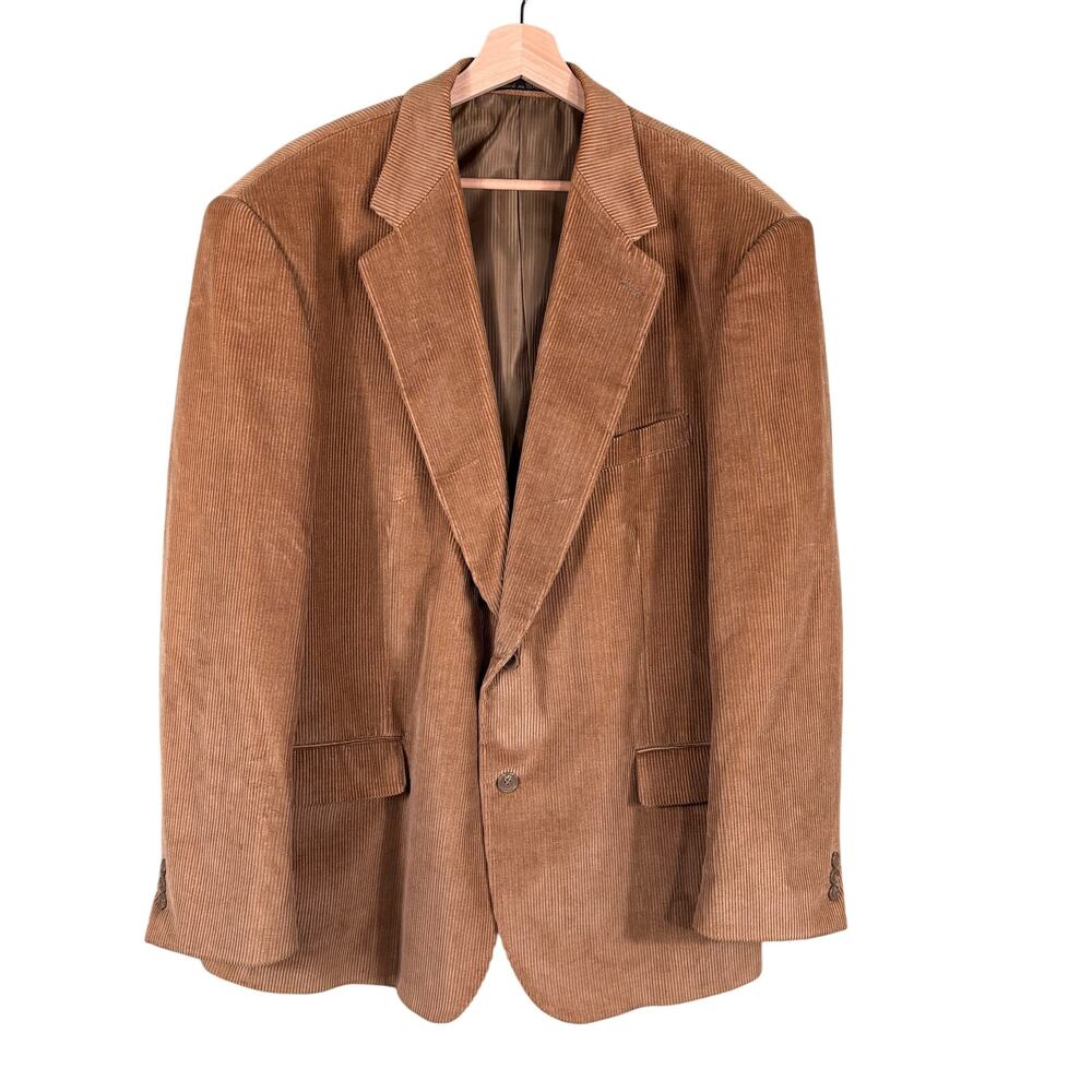 Hunt Valley Men's 46L Brown Blazer Corduroy Padded Lined Inner‎ Pockets Jacket